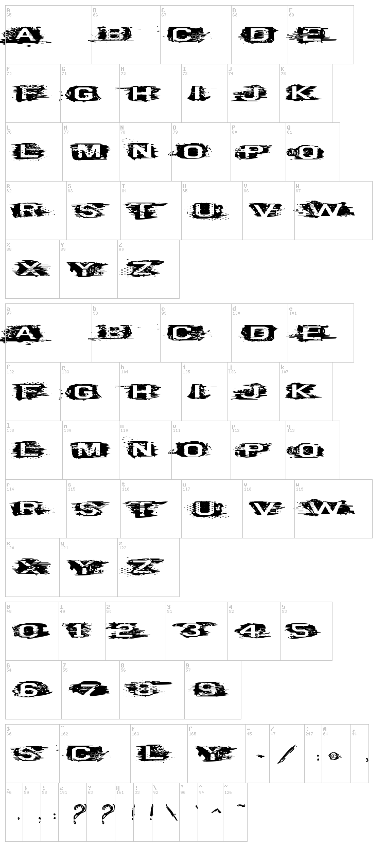 VTKS Curve font map